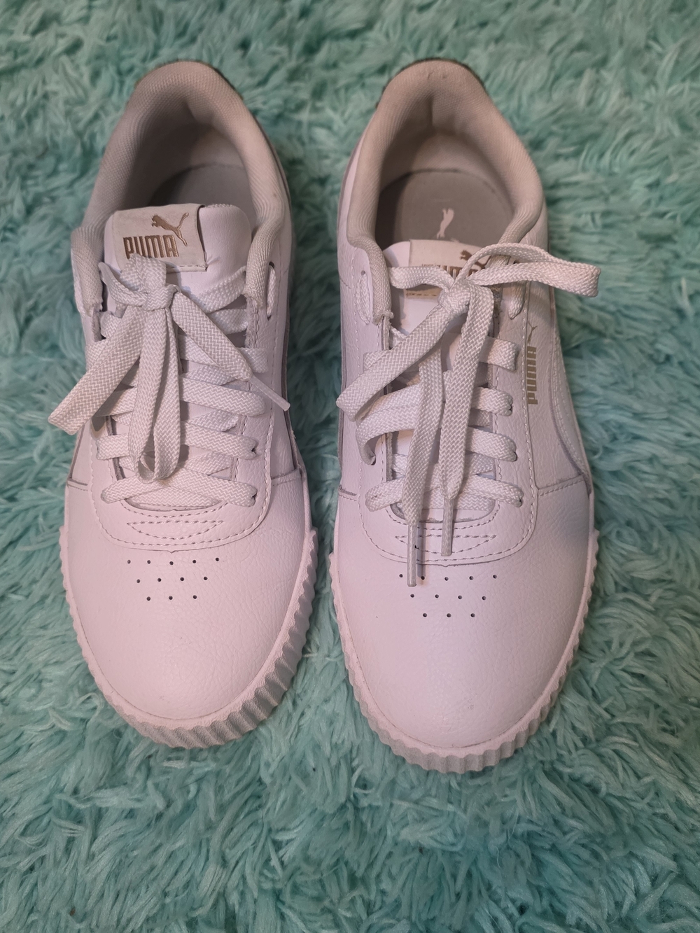 Puma Shoes Womens 8.5 Carina Leo White Classic Lace-Up Sneakers